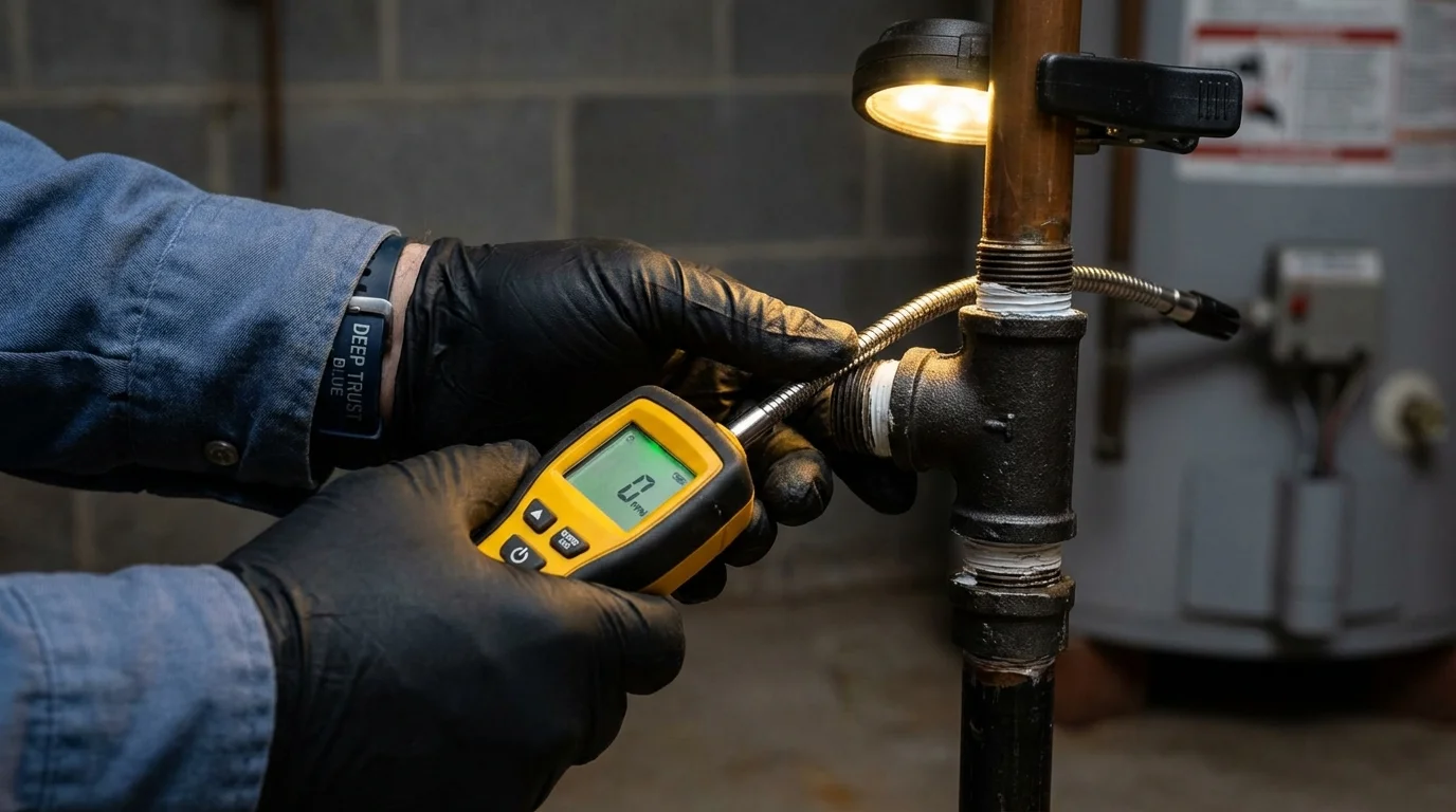 Gas leak detection with electronic sniffer by Johns Plumbing LLC in Roma