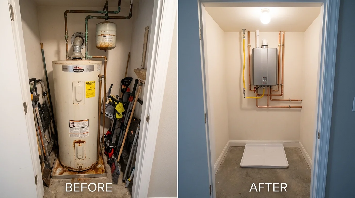 Tank water heater versus wall-mounted tankless unit comparison for Roma, TX homeowners