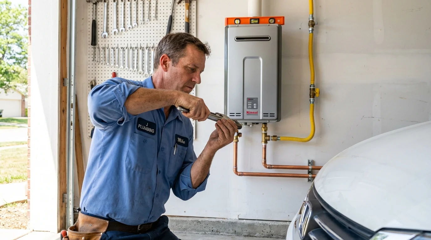Tankless water heater installation by a Johns Plumbing LLC plumber in Roma